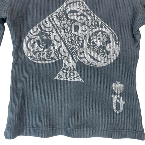 Free People Daydreamer QUEEN OF SPADES Thermal Crop Top Womens Sz XS Mock Neck - Picture 3 of 12